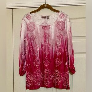 Chico’s Women’s Long Sleeve Top, Chico’s Sz 1  = Med. (8/10). Preowned, EUC.